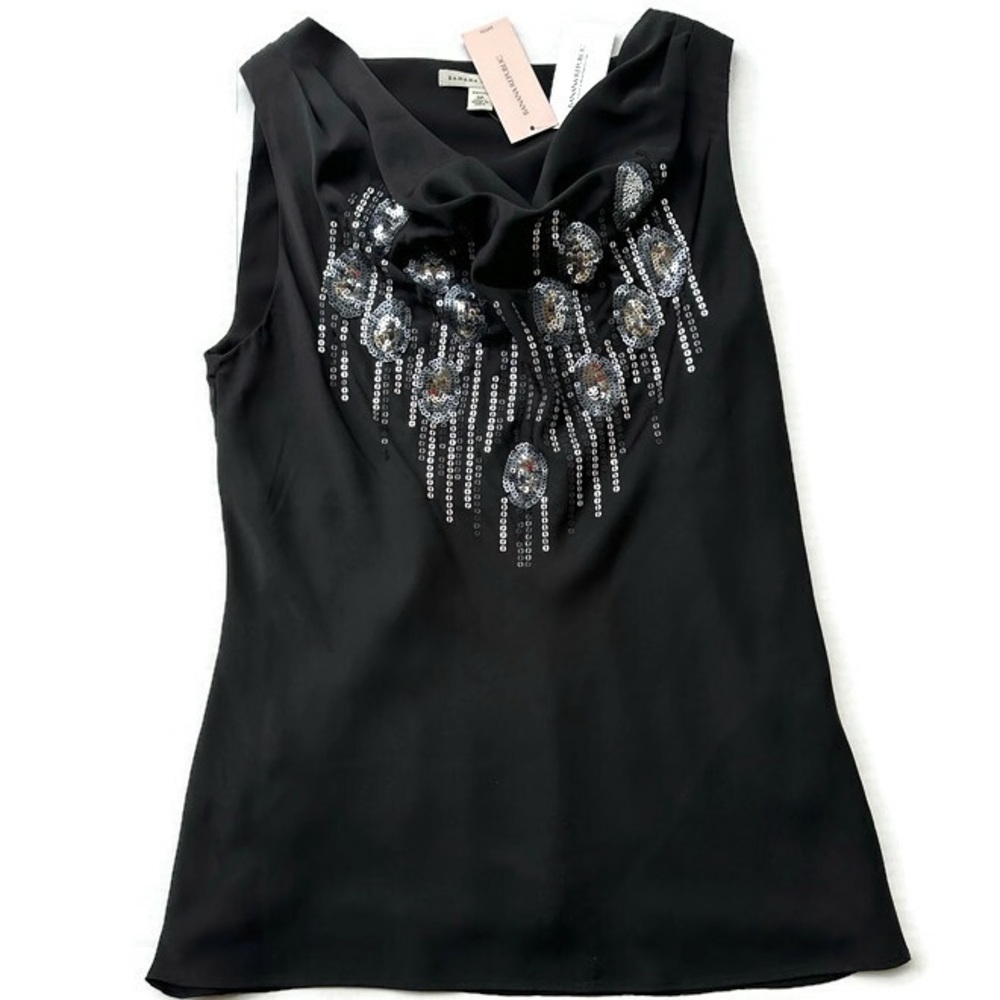 NWT Banana Republic Petite Silky Sequin Shell 0P